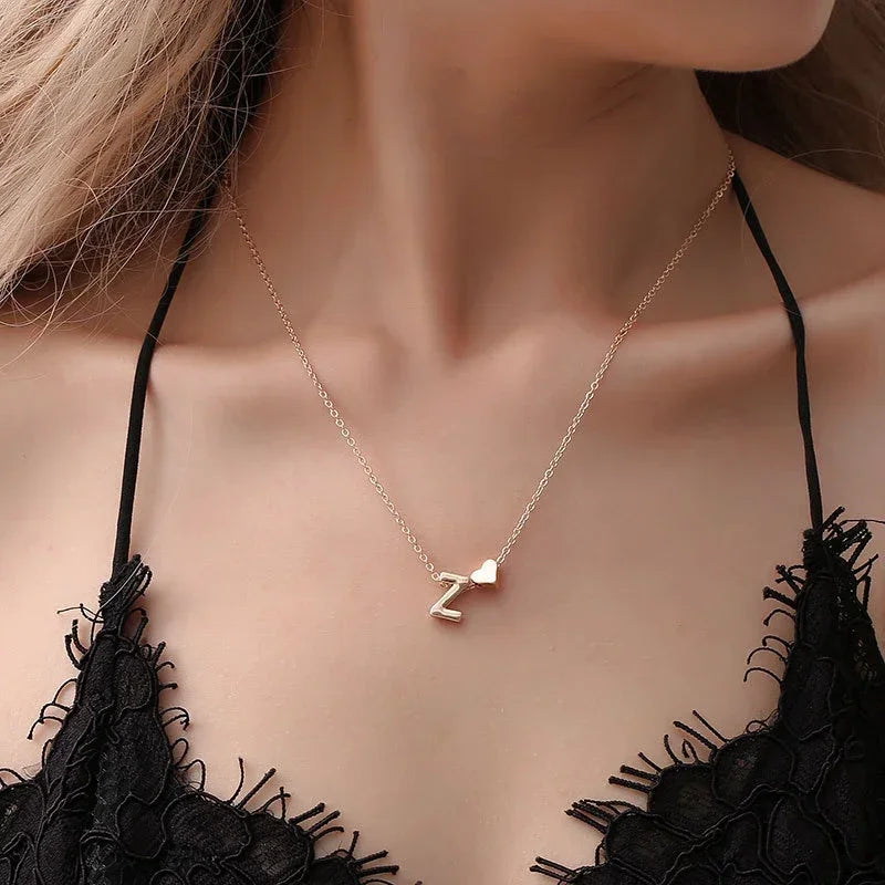 Tiny Heart Initial Necklace - Gold/Silver Choker