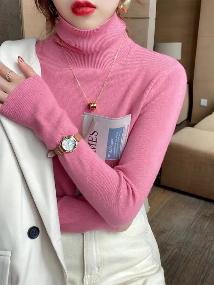 Soft Cotton Blend Turtleneck Sweater