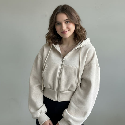 Moletom Cropped Hooded Zip Y2K Harajuku