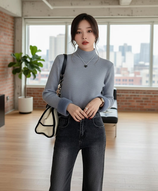 Velvet-Lined Turtleneck Sweater