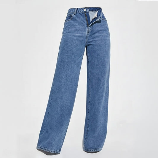 High-Waist Baggy Straight Jeans – Retro Street Style
