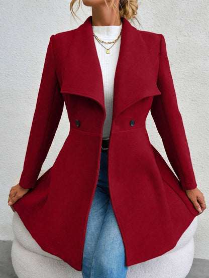 Mia Muse Women's Red Winter Button Coat