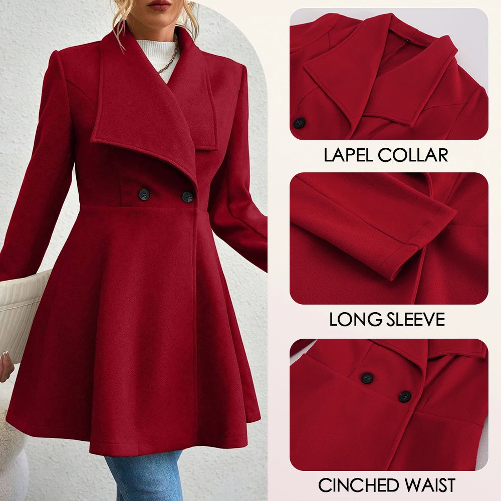 Mia Muse Women's Red Winter Button Coat