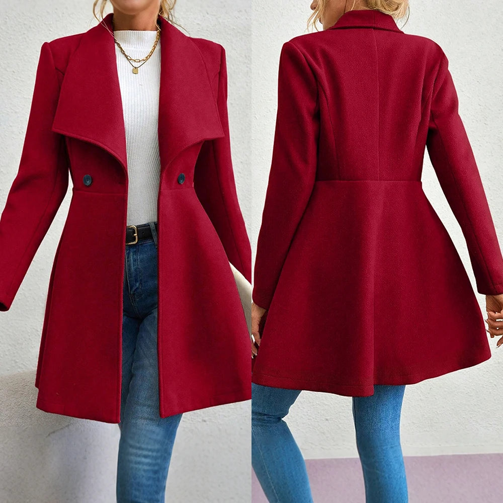 Mia Muse Women's Red Winter Button Coat