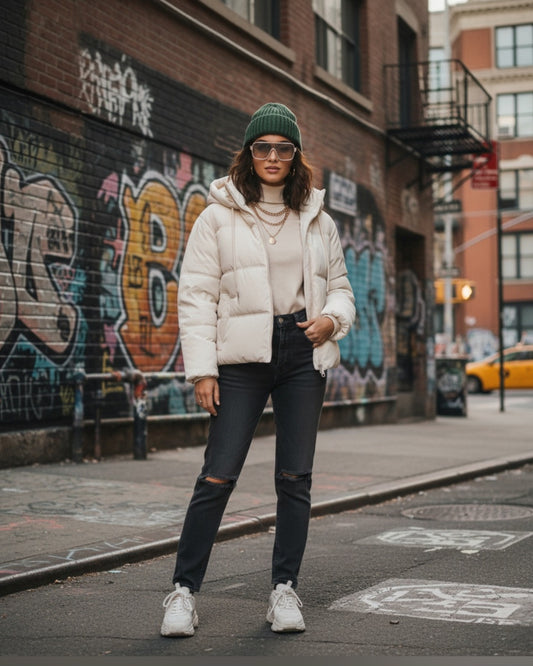 Hooded cotton padded jacket – casual loose fit