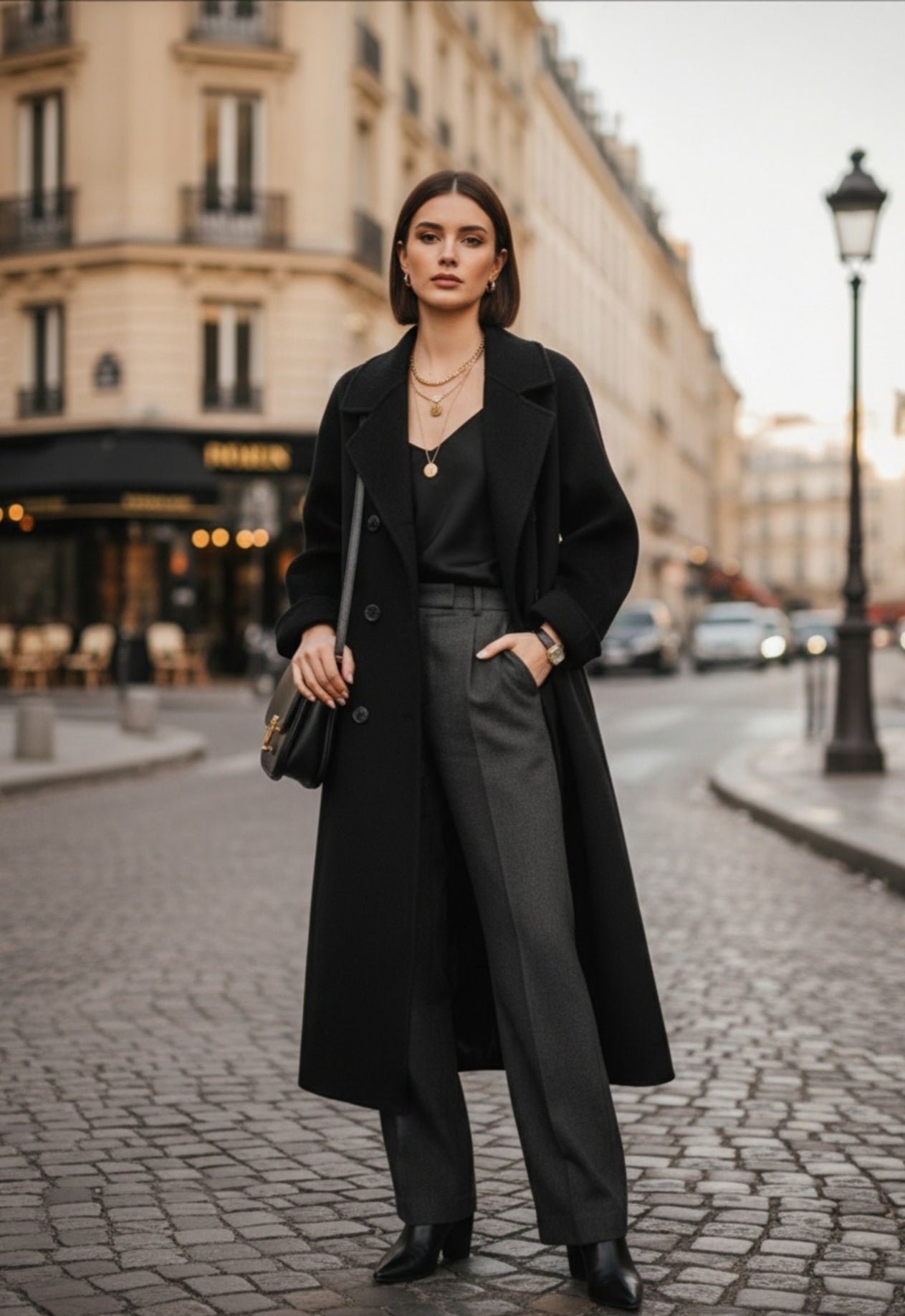 Mid-Length Wool Blend Coat