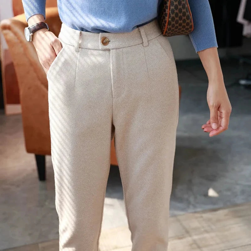 High-Waisted Woolen Harem Pants