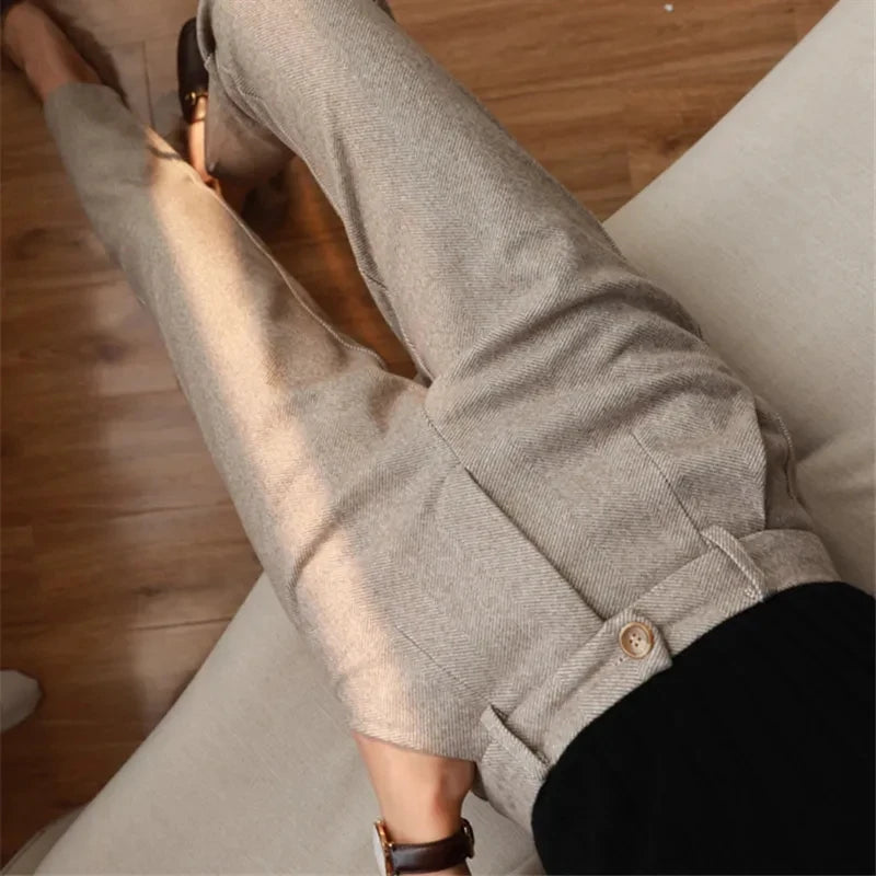 High-Waisted Woolen Harem Pants