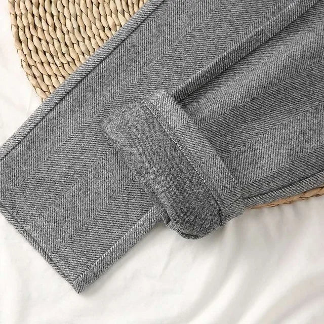 High-Waisted Woolen Harem Pants