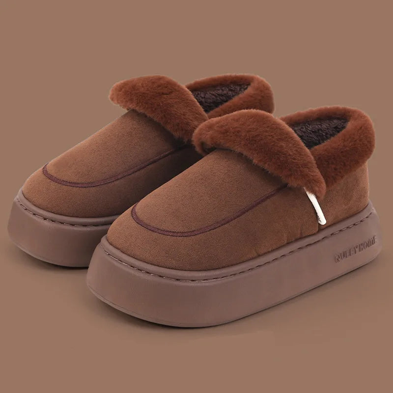 Evshine Fluffy Furry Platform Slippers – Winter Comfort