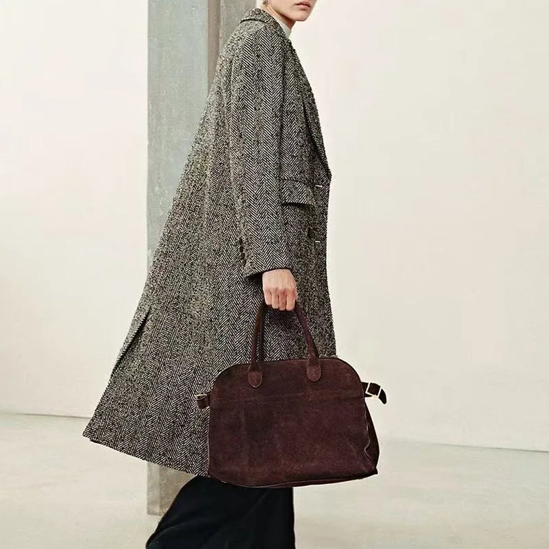 Long Slim Wool Coat – Timeless Double-Breasted Elegance