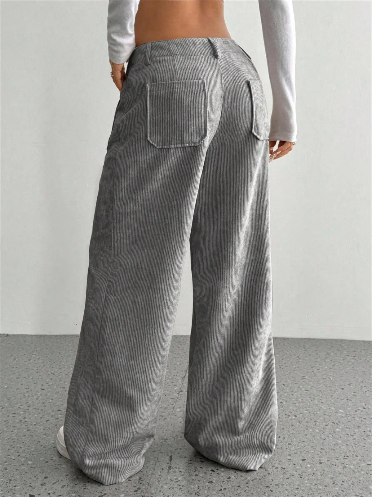 High-Waist Wide-Leg Corduroy Pants