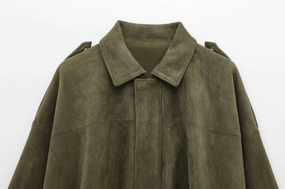 Women’s Brown Green Suede Bomber Jacket