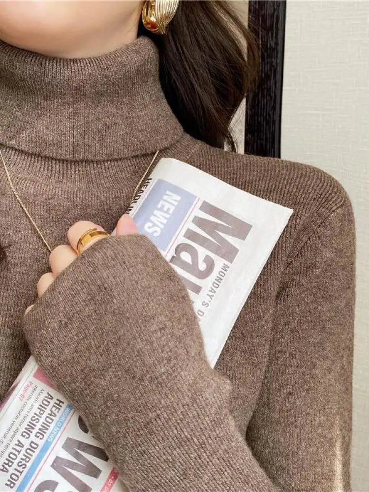 Soft Cotton Blend Turtleneck Sweater