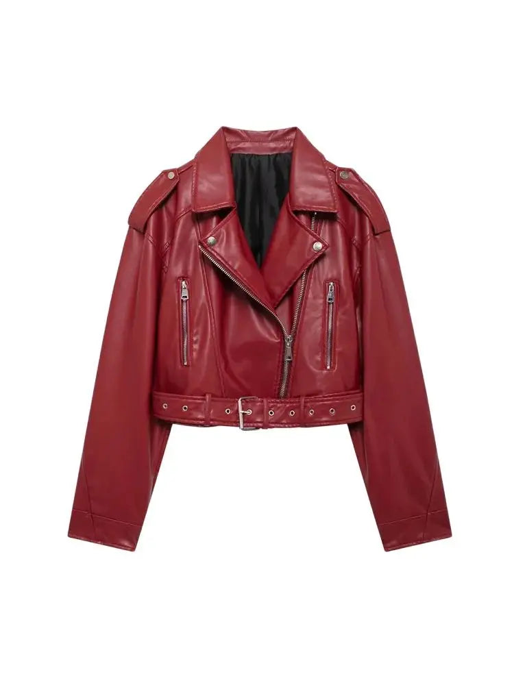 Faux Leather Biker Jacket – Chic Zip-Up Coat