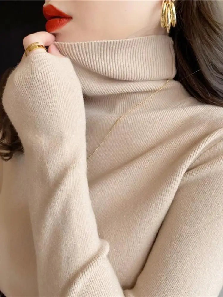 Soft Cotton Blend Turtleneck Sweater