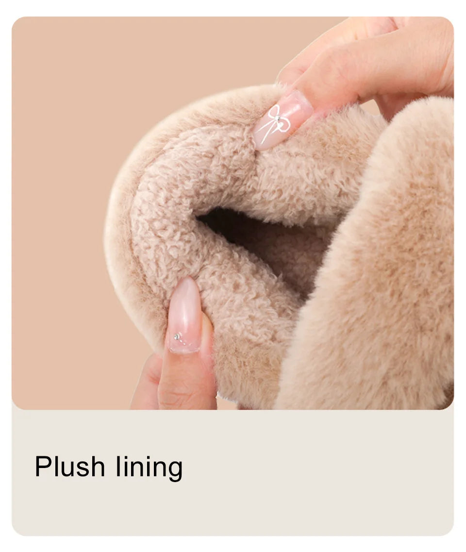 Evshine Fluffy Furry Platform Slippers – Winter Comfort