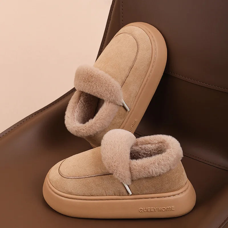 Evshine Fluffy Furry Platform Slippers – Winter Comfort