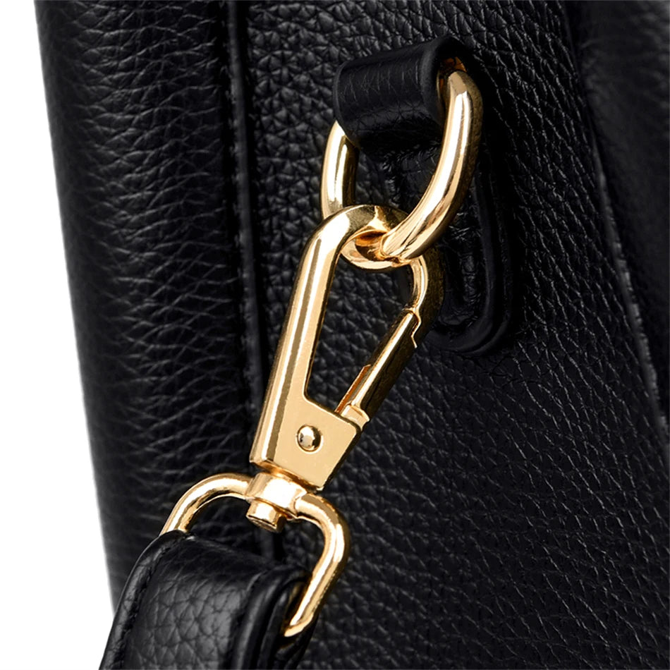 Luxury Leather Handbag – Versatile 3-Layer Tote & Crossbody