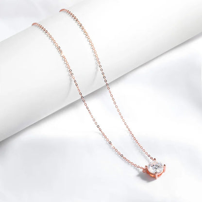 Sparkling, Classic, Lab Diamond Pendant Necklace. 100% 925 Sterling Silver