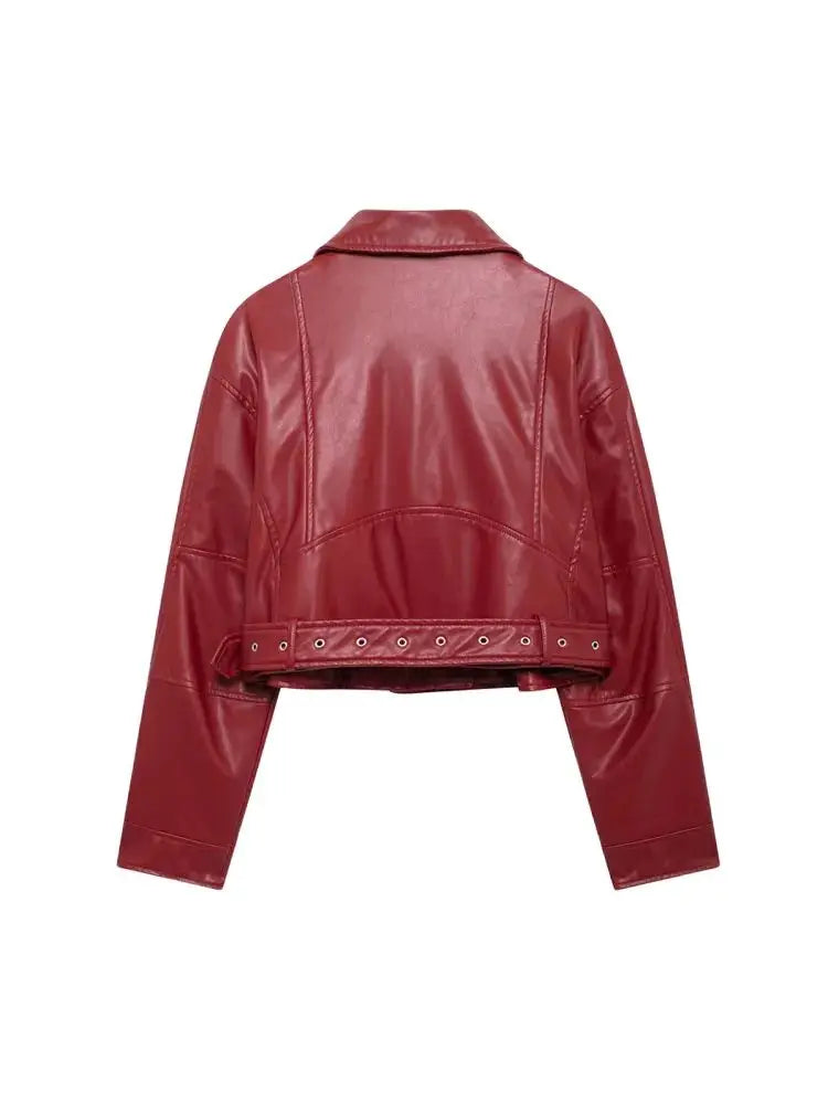 Faux Leather Biker Jacket – Chic Zip-Up Coat
