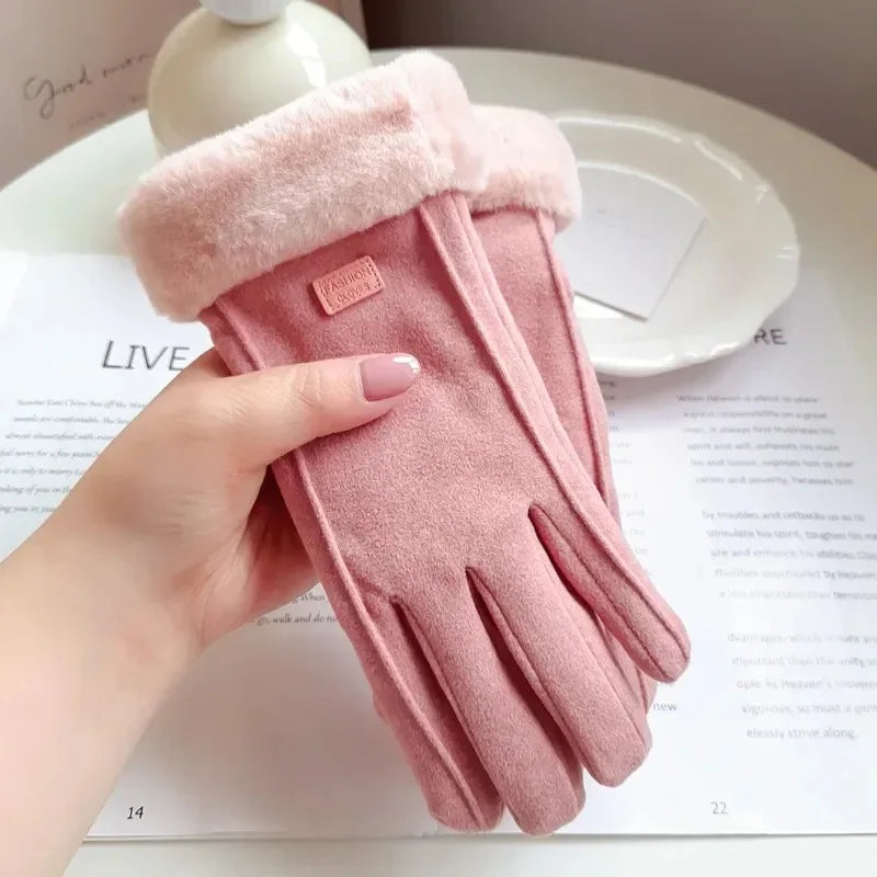 Women’s Winter Plush Suede Gloves