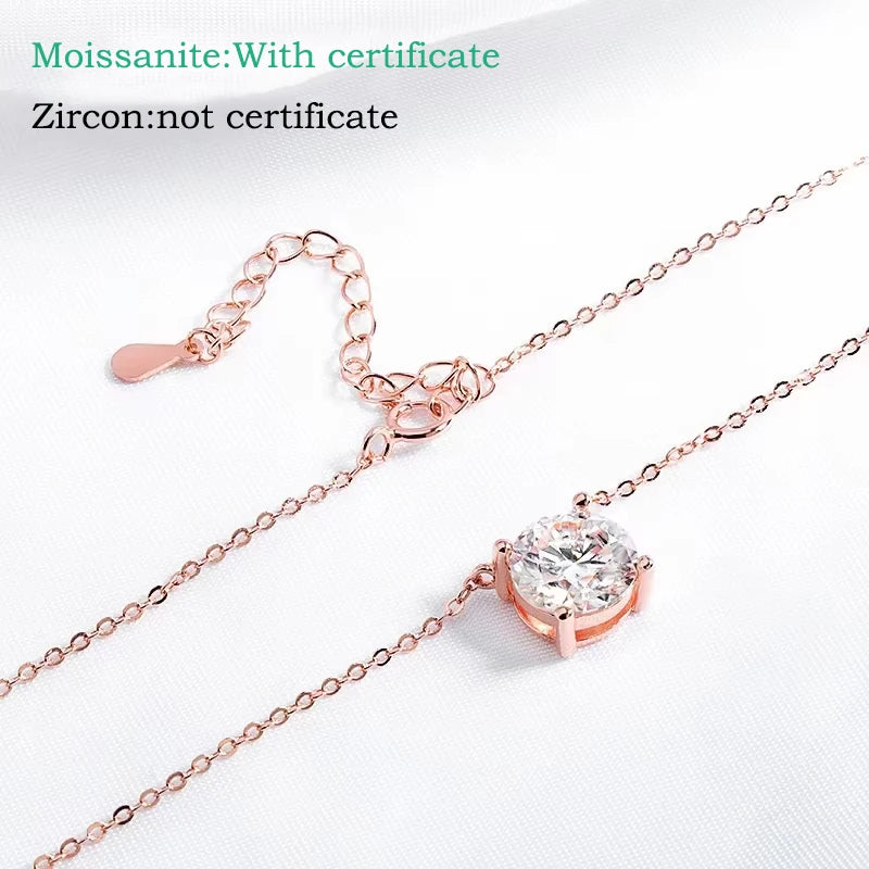Sparkling, Classic, Lab Diamond Pendant Necklace. 100% 925 Sterling Silver
