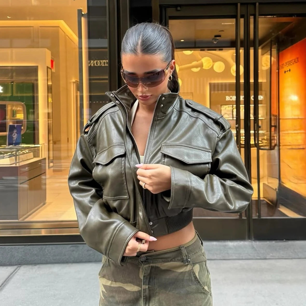 Urban Street Style Faux Leather Jacket