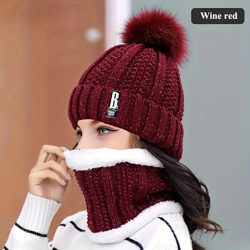 2PCS Winter Knit Hat Set – Plush Warmth for Cold Days