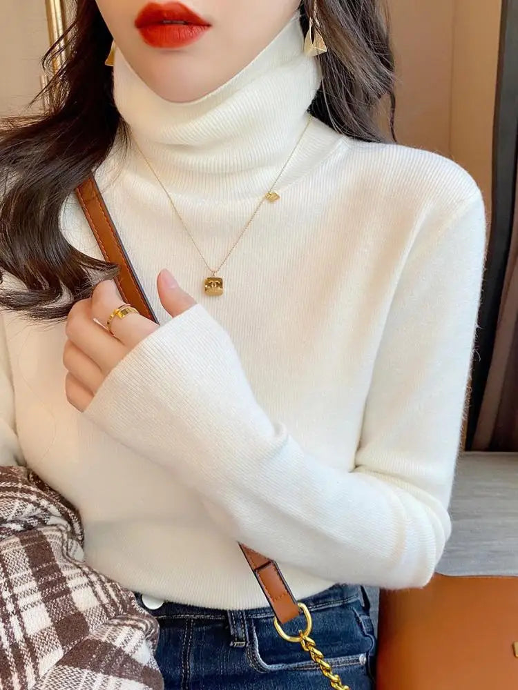 Soft Cotton Blend Turtleneck Sweater