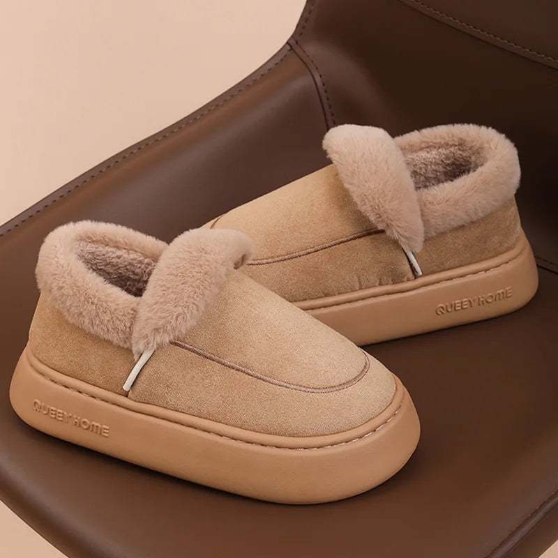 Evshine Fluffy Furry Platform Slippers – Winter Comfort