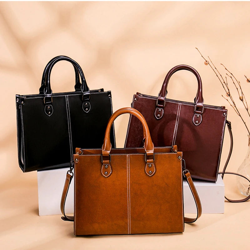 Genuine Leather Handbag – Elegant Crossbody & Shoulder Tote