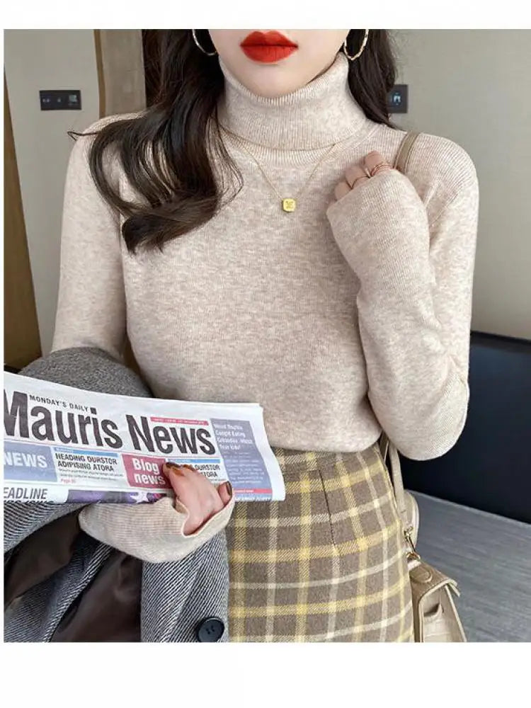 Soft Cotton Blend Turtleneck Sweater