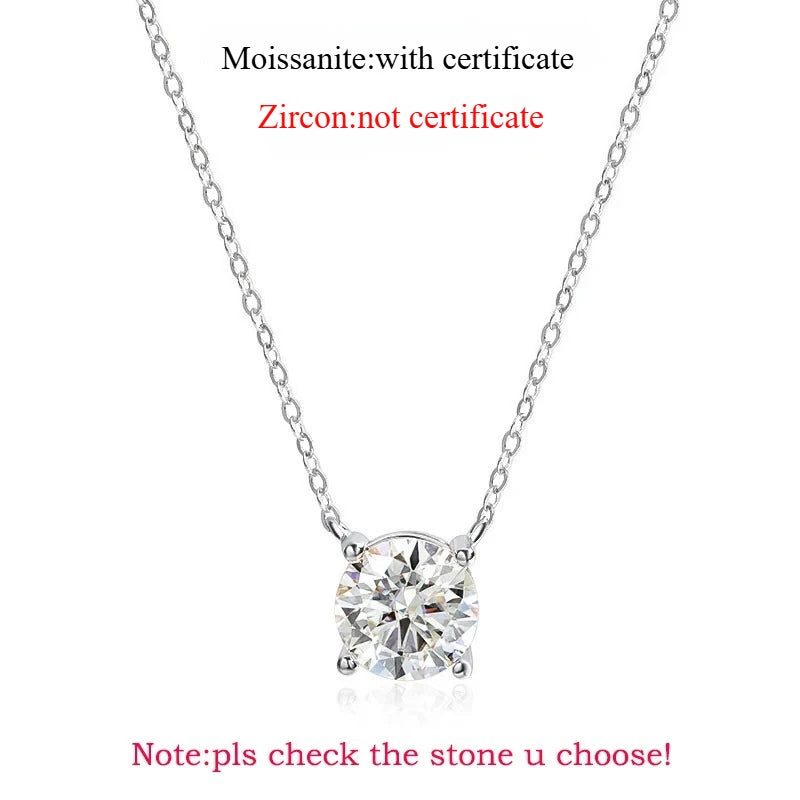 Sparkling, Classic, Lab Diamond Pendant Necklace. 100% 925 Sterling Silver