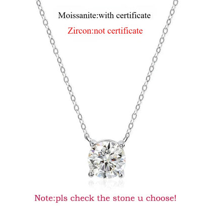 Sparkling, Classic, Lab Diamond Pendant Necklace. 100% 925 Sterling Silver