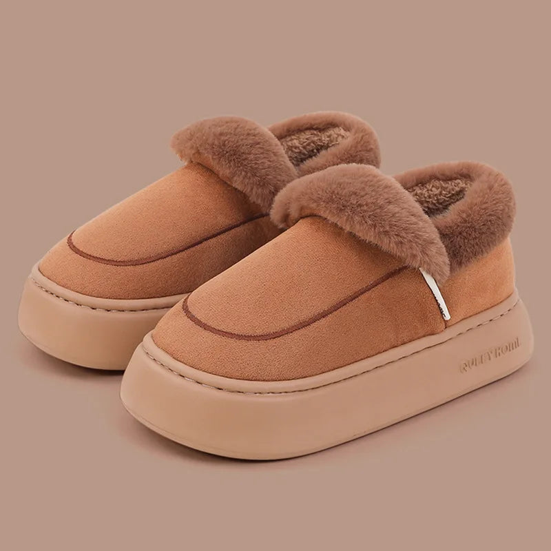 Evshine Fluffy Furry Platform Slippers – Winter Comfort