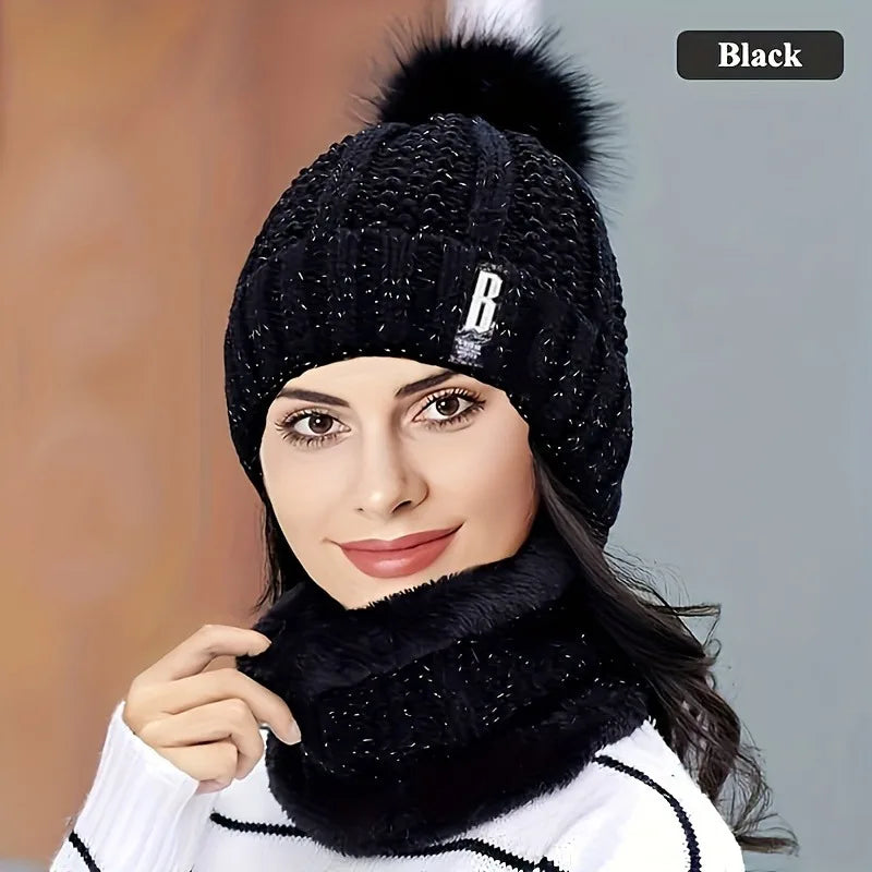 2PCS Winter Knit Hat Set – Plush Warmth for Cold Days