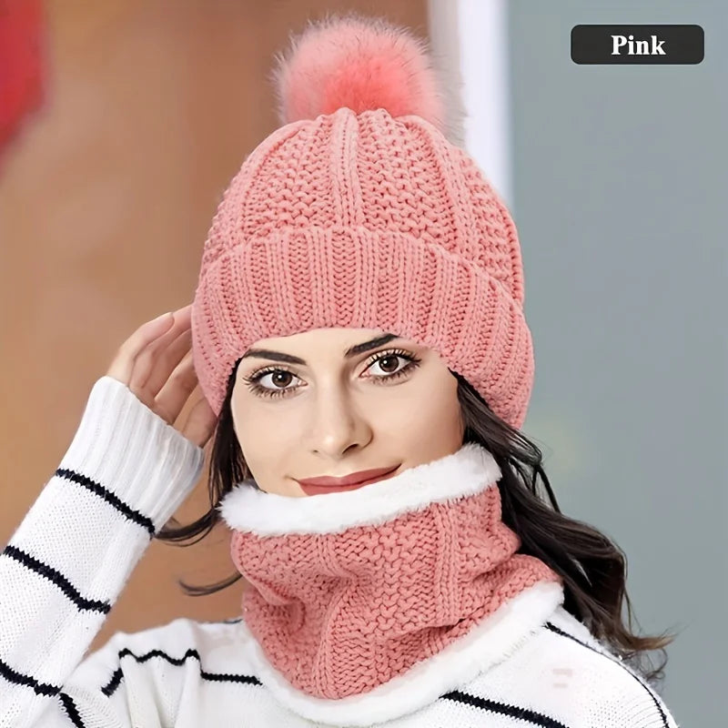 2PCS Winter Knit Hat Set – Plush Warmth for Cold Days