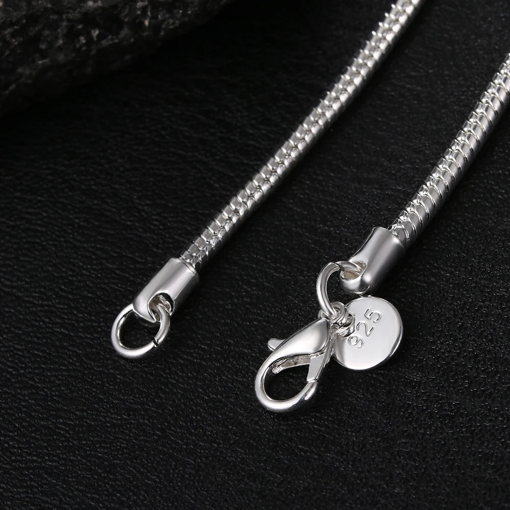 Silver Snake Chain Necklace – Solid Unisex Pendant Chain