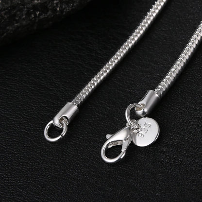 Silver Snake Chain Necklace – Solid Unisex Pendant Chain