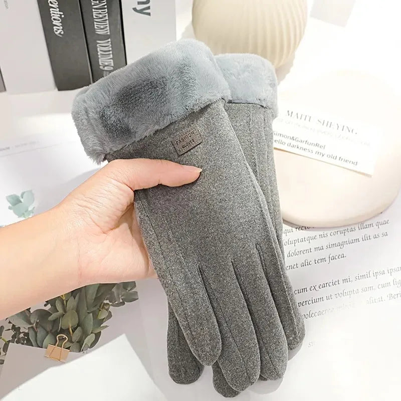 Women’s Winter Plush Suede Gloves