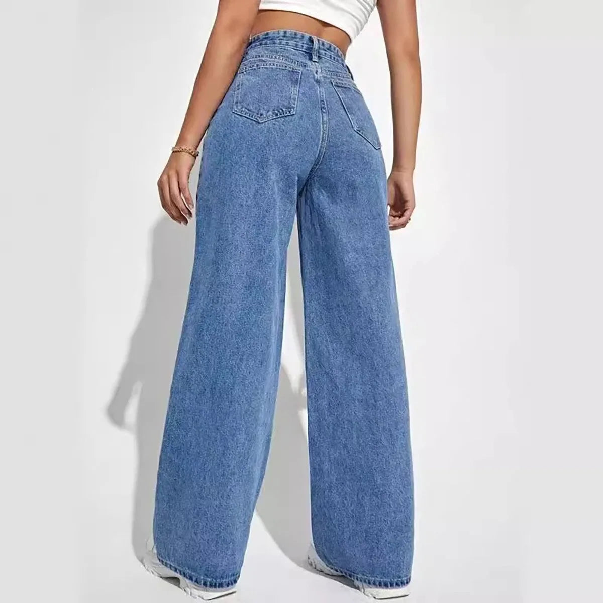High-Waist Baggy Straight Jeans – Retro Street Style