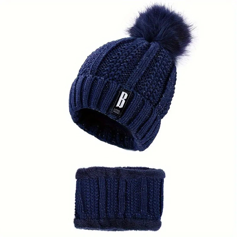 2PCS Winter Knit Hat Set – Plush Warmth for Cold Days