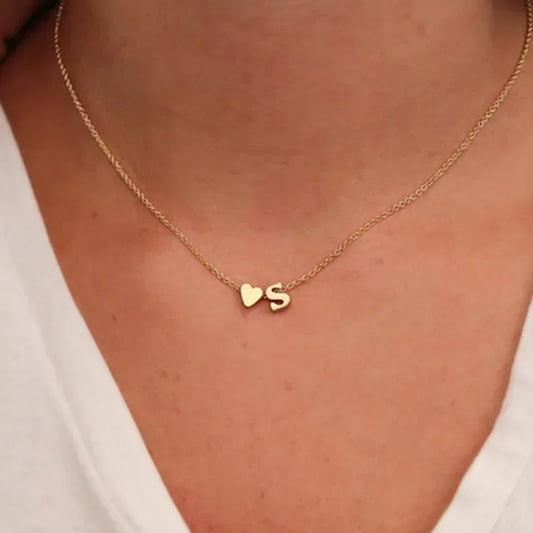 Tiny Heart Initial Necklace - Gold/Silver Choker