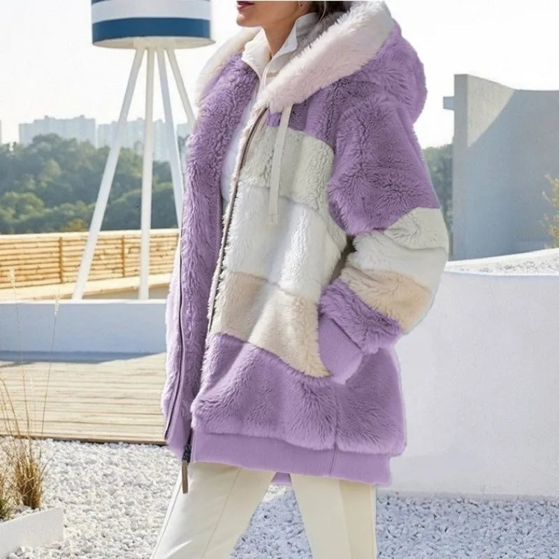 Plush Cotton-Polyester Streetwear Coat