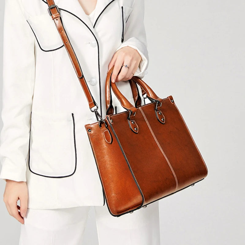 Genuine Leather Handbag – Elegant Crossbody & Shoulder Tote