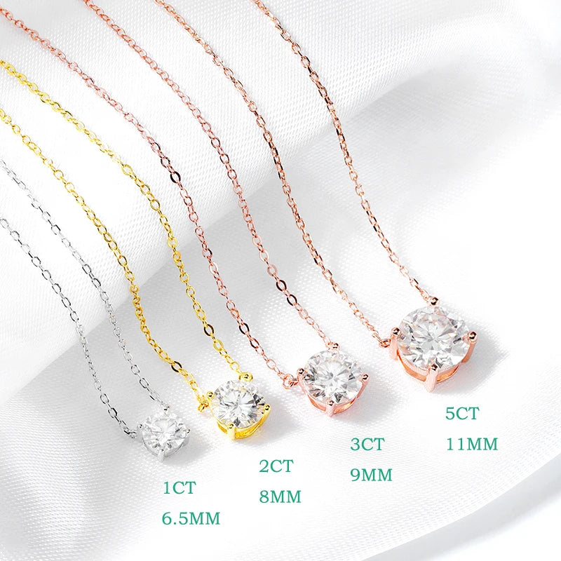 Sparkling, Classic, Lab Diamond Pendant Necklace. 100% 925 Sterling Silver
