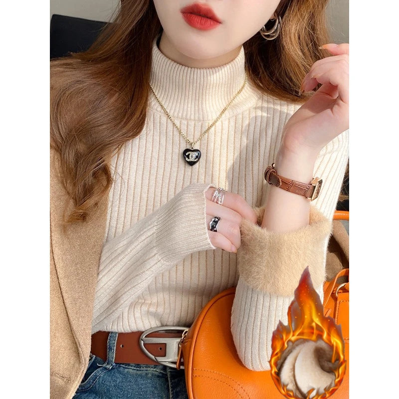 Velvet-Lined Turtleneck Sweater
