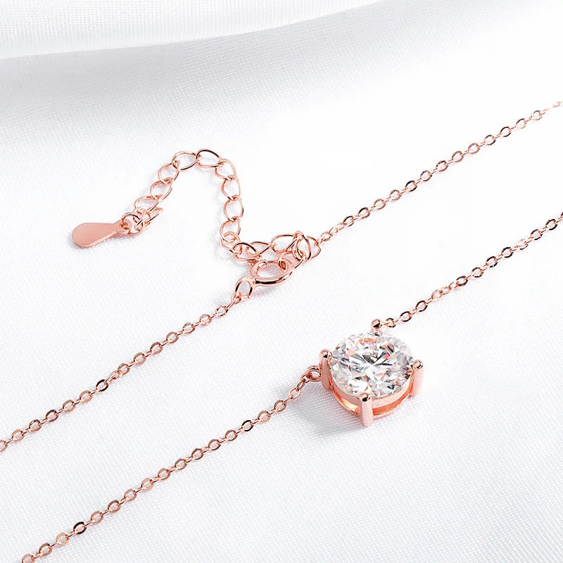 Sparkling, Classic, Lab Diamond Pendant Necklace. 100% 925 Sterling Silver