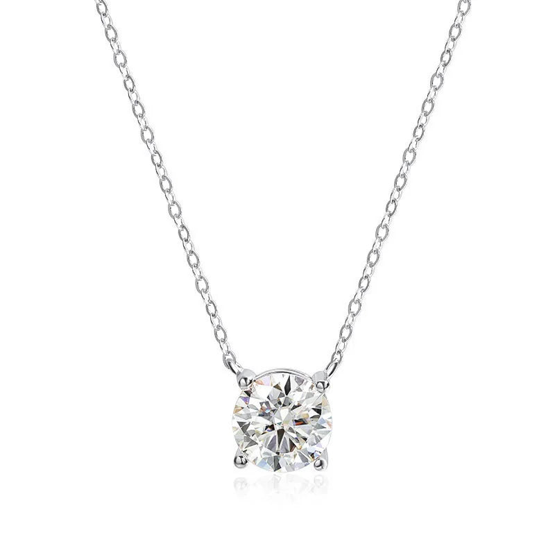 Sparkling, Classic, Lab Diamond Pendant Necklace. 100% 925 Sterling Silver